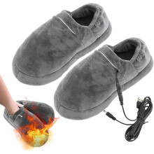 Usb Electric Heated Slippers Foot Warmers For Men Women, Plush Rechargeable Heating Shoes, Winter Warming Slippers