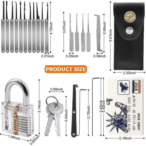 20piece Lock Pick Set, With Transparent Practice Padlock, Pick Lock Kit For Beginner 1