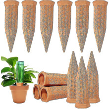Lot de 12 bâtonnets d'arrosage automatiques en terre cuite, en forme de bouteille de vin, pour arroser les plantes d'intérieur et d'extérieur.