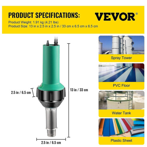 Φακός θερμού αέρα 1600w, πιστόλι συγκόλλησης PVC, πλαστικό, πολύ καλό 1
