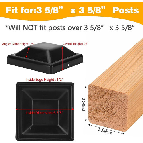 Pacote com 16 tampas de poste de cerca de 4 polegadas para decks, tampas quadradas de madeira para postes. 2