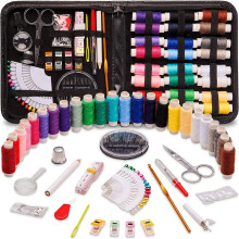 Sewing Kit Box with Needles and Thread, Compact AllinOne Travel and Home Sewing Set