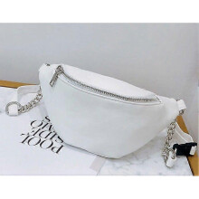 Fashion Leather Waist Fanny Pack Chest Bag Phone Purse with Metal Chain for Women