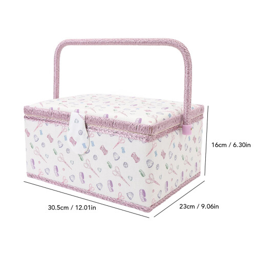 Fabric Sewing Basket with Removable Organizer Tray, Large Capacity Storage Box with Handle for Threads and Scissors 1