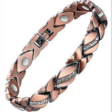 Magnetisches Armband aus reinem Kupfer für Damen, Kupferarmband mit 3500-Gauss-Magneten, verstellbar(Kupferkristall)