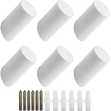 Set Of 6 Beech Wood Wall Hooks 3x6cm Cylinder Wall Coat Hook Decorative White Hook For Coat Hat Scarf Bag Towel   Maximum Load 15kg