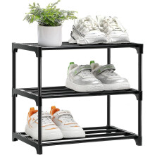 Kleines Schuhregal, 3-stöckiges Schuhregal, Mini-Schuhorganizer, schlankes, stapelbares Schuhregal für Flur und Schlafzimmer, schnelle Montage