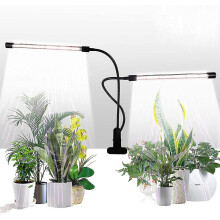 Pflanzenlampe, sonnenlichtweiß, 50 W, 84 LEDs, Doppelkopf-Clip-Pflanzenlampe, 4/8/12-Stunden-Timer, 5 Dimmstufen