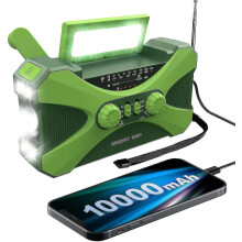 10000-mAh-Notfallradio, Solar-Kurbelradio, tragbares AM/FM/NOAA-Wetterradio mit Handy-Ladegerät und Taschenlampe (neu für 2024 DG)