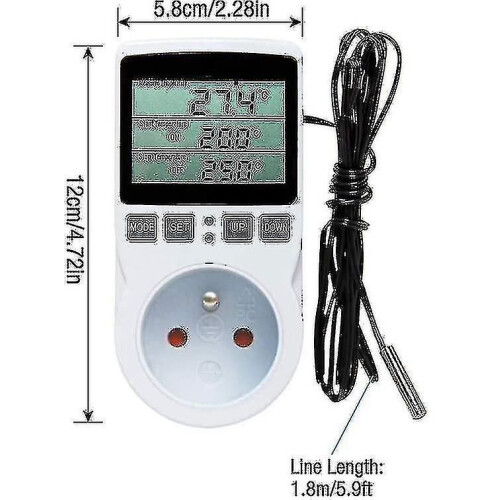 Digital / Heating Cooling Thermostat Socket Lcd Temperature Controller, 230v For Greenhouse Farm Temperature Controller/terrarium Thermostat(socket) 1