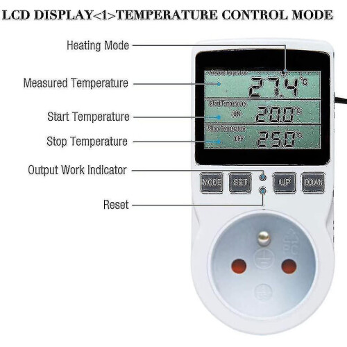 Digital / Heating Cooling Thermostat Socket Lcd Temperature Controller, 230v For Greenhouse Farm Temperature Controller/terrarium Thermostat(socket) 2