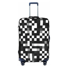 Black and White Checkered Luggage Cover Stretch Fit Suitcase Protector 18‑32 Inch with Zipper Closure