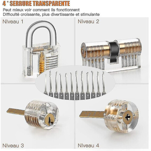 Lock Picking Kit, 25-piece Lock Picking Kit, Practice Tools With 3 Clear Locks_a 1