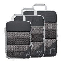 Travel Compression Packing Cubes 3Pcs Luggage Organizer Set with Mesh Design for SpaceSaving Storage Black