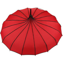 Red Wedding Pagoda Umbrella with Elegant Pagoda Design, Wind‑Resistant Frame and Long Leather Handle for Bridal Photography