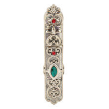 Vintage Rhinestone Needle Case Set, Silver Carved Sewing Needle Holder for Embroidery Storage