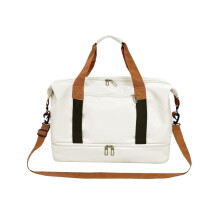 Cream White Large Capacity Gym Duffel Bag with Shoe Compartment, Waterproof Travel Sports Bag for Men and Women