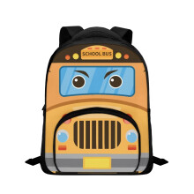 Durable Kids School Backpack Waterproof Polyester with MultiCompartments and Ergonomic Straps, Cartoon School Bus Print