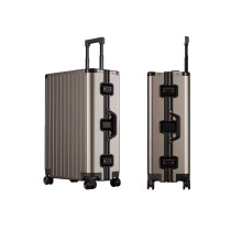 24 Inch Aluminum Luggage with TSA Lock, Zipperless Hard Shell Carry On Suitcase with Silent Spinner Wheels, Gold