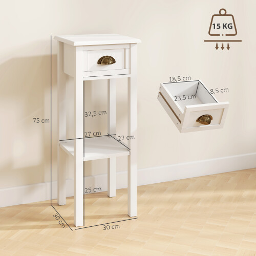 Homcom Mesas Auxiliare Blanco 30 x 30 x 75 cm 2