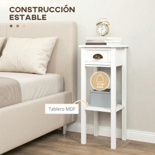 Homcom Mesas Auxiliare Blanco 30 x 30 x 75 cm 2