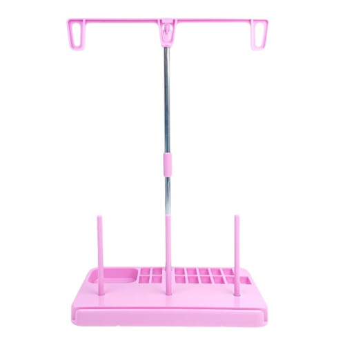 Sewing Thread Holder 3 Spool Organizer Stand for Embroidery Machine, Durable and Compact Pink Design