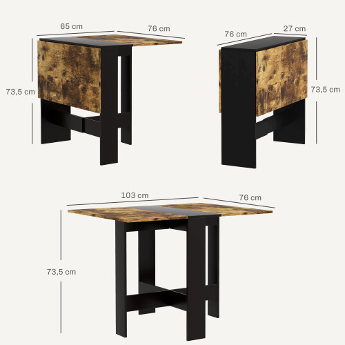 Homcom Mesa Plegable Comedor Negro 103 x 76 x 73.5 cm 2
