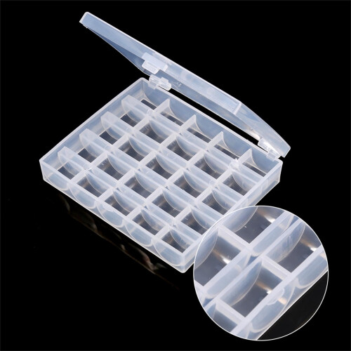 Compact Plastic Bobbin Storage Case for 25 Spools, Secure Flap Cover Sewing Bobbin Organizer Travel Size 2