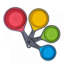 Kitchen Dedicated Silicone Folding Measuring Cup 4-piece Set, Graduated Silicone Measuring Cup Retractable Measuring Cup Set