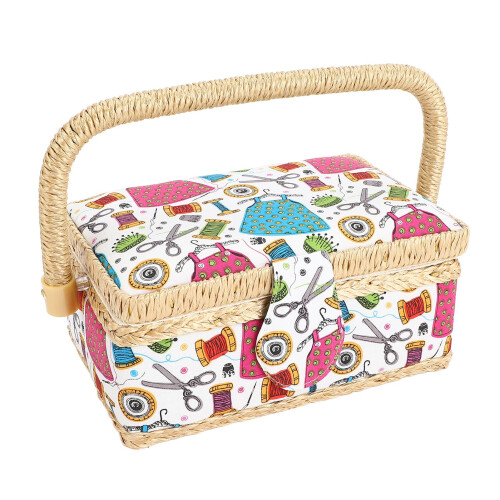 Vintage Style Sewing Basket Organizer Box with Detachable Tray for Compact Thread and Tool Storage 1