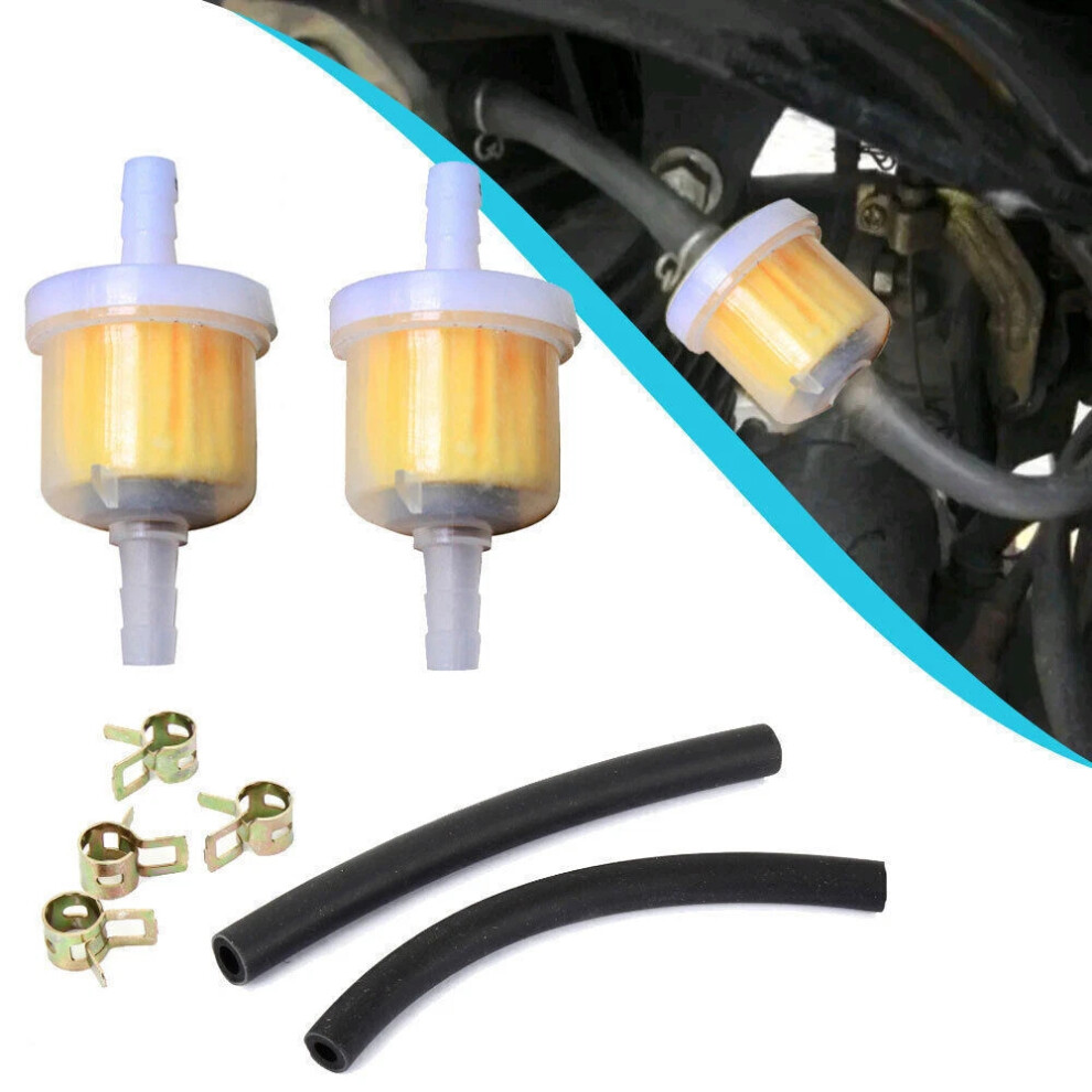 For Motorcycle Scooter Bike Atv Fuel Petrol Inline Oil Filter Hose Pipe W/ Clip 4069369465697