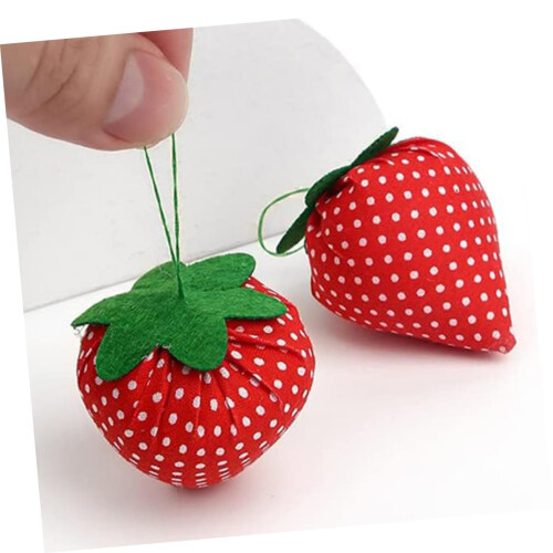 Strawberry Shaped Pin Cushion Set 3PCS Compact Sewing Accessories for Needlework 2
