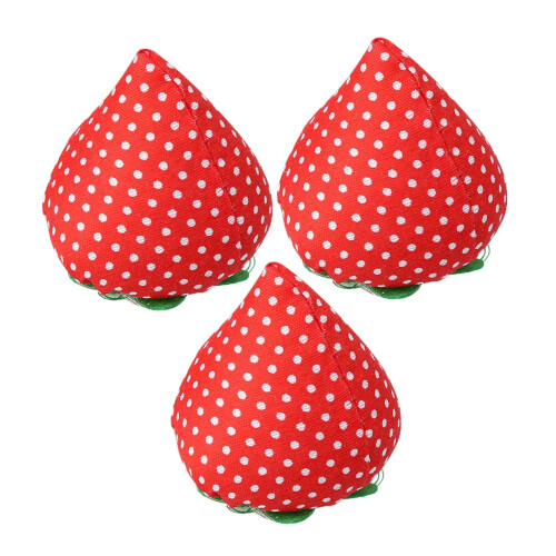 Strawberry Shaped Pin Cushion Set 3PCS Compact Sewing Accessories for Needlework