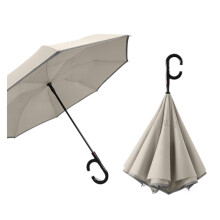 Large Inverted Umbrella Windproof Double Layer Reverse Design with Hands CShaped Handle White