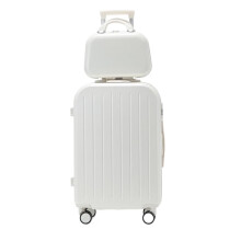 Lightweight Durable ABS PC Spinner Suitcase with 360 Wheels and Ergonomic Handle for Travel 22 Inch White