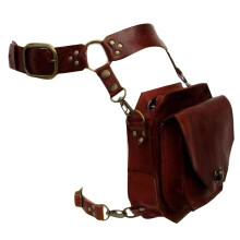 Steampunk Leg Bag PU Leather Motorcycle Thigh Purse Pack with Adjustable Waist and Leg Straps
