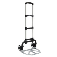 Folding Hand Truck with Adjustable Telescopic Handle, Lightweight Durable Frame and Smooth Wheels, Black 24.4x15.7x2.7in