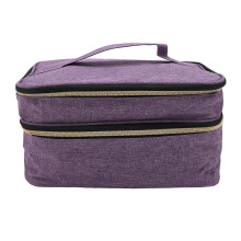 Sewing Accessories Organizer Double Layer Storage Bag with Multiple Compartments for Travel Use Purple