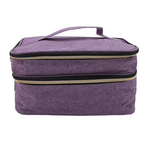 Sewing Accessories Organizer Double Layer Storage Bag with Multiple Compartments for Travel Use Purple