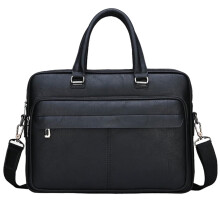 Splashproof PU Leather Laptop Messenger Bag 15‑Inch Large Capacity Work Bag with Multi‑Pocket Storage, Black