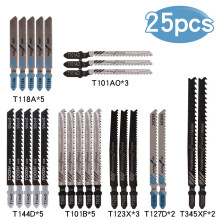 25Pcs T Shank Jigsaw Blades Tool Set Wood & Metal Fit Bosch Dewalt Makita etc