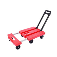 Folding Hand Truck Lightweight Trolley Cart with 3 Inch Low Noise Wheels and Ergonomic Stretchable Handle