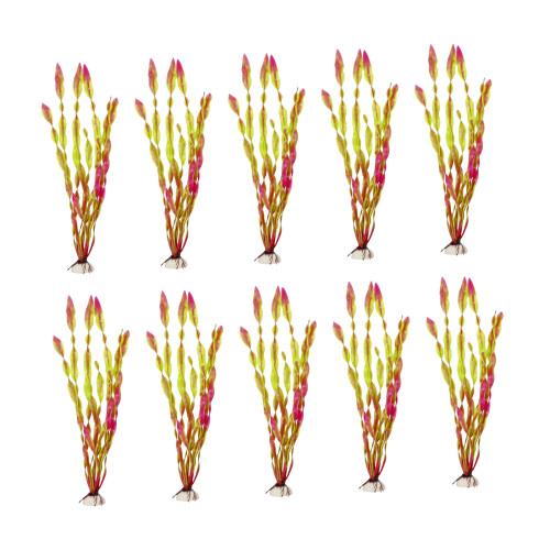 10Pieces Spirals Water Plant Artificial Water Grass-Grape green