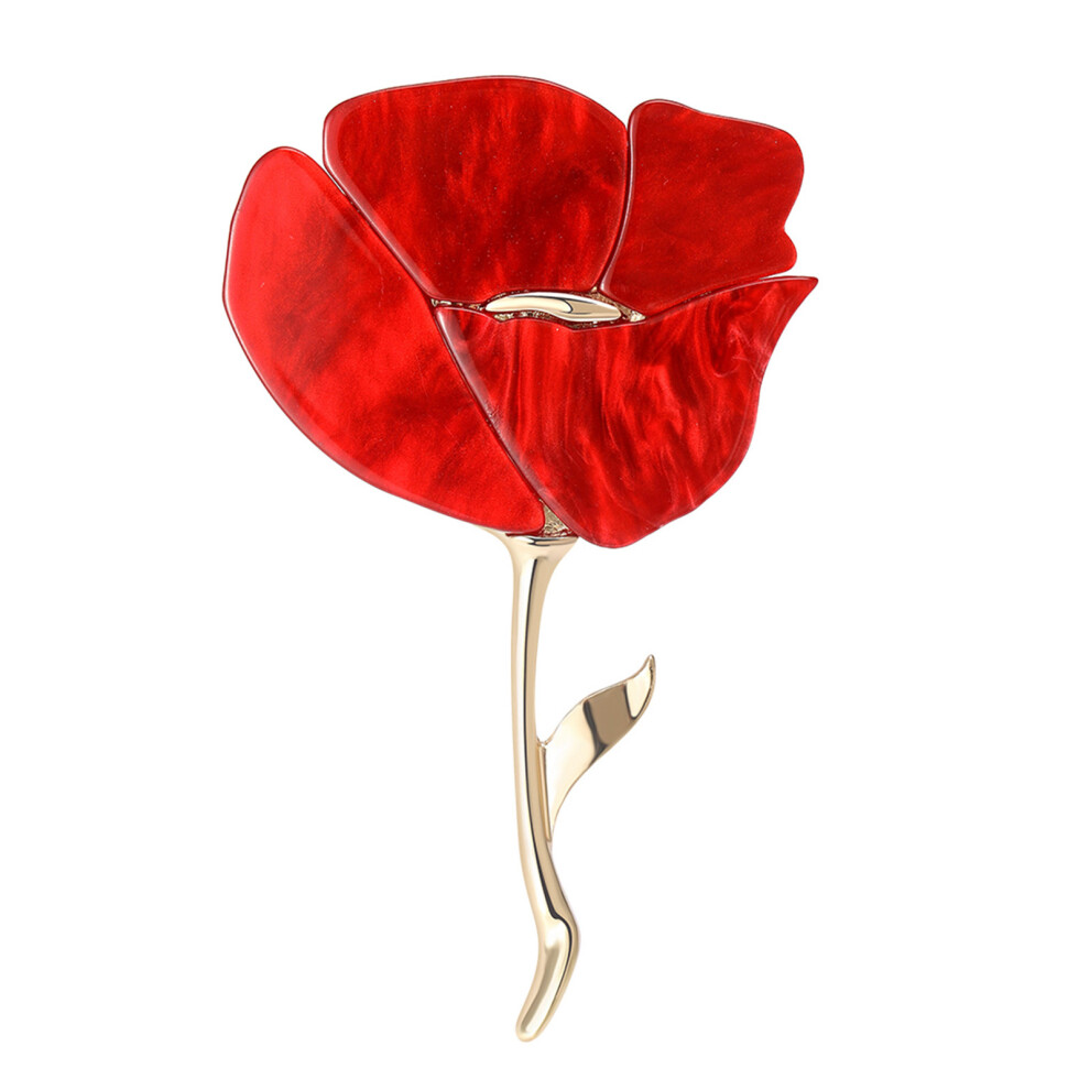 Red Intricate Rose Floral Brooch Fashionable Flower Shaped