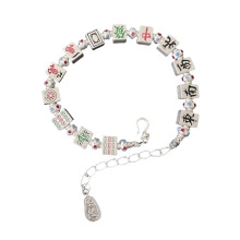 Handgefertigtes Mahjong-Charm-Armband, Emaille-Armband,