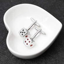 Korean style accessories, high-quality French-style cufflinks for men, unique 3D silver dice cufflinks P1039