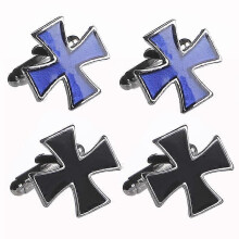New cross-shaped cufflinks and four-leaf clover men's French shirt cufflinks (B1029 - Black)
