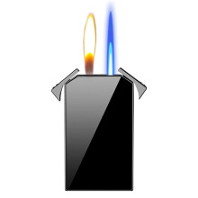 Dual Flame Torch Lighter Windproof Refillable Butane Jet and Soft Flame Metal Body for Outdoor Use