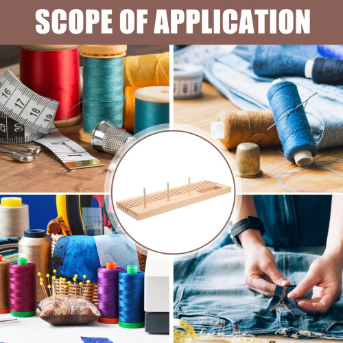 Wooden Thread Spool Holder WallMounted Sewing Thread Organizer for Quilting and Embroidery Projects 1
