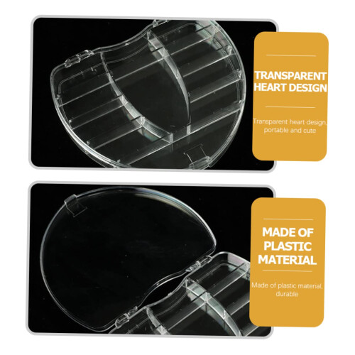 Clear Plastic Storage Box for Nail Art Organizer, Heart Shaped Multi Compartment Design with Secure Lid Closure 1